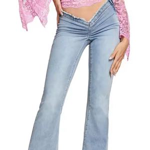 Jeans de Verano 2025 de Tiro Bajo para Mujer, Ajustados y Sexys, 100% Algodón, Vintage, Lavado Ácido, Desgastados, Acampanados para Damas - Product Image 5