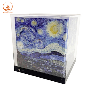 Espositore Illuminato Personalizzato Cielo Stellato di Van Gogh, Cubo <span class=keywords><strong>in</strong></span> Acrilico con Illuminazione LED e Pulsante Touch - Product Image 2