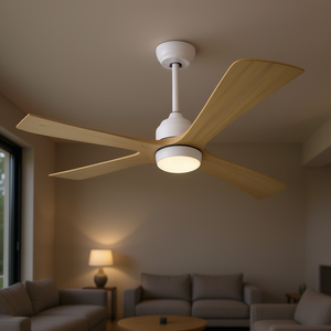 Ventilador de techo LED blanco de 52 pulgadas con 3 aspas, motor de CC, control remoto para sala de estar interior, patio, diseño moderno - Product Image 2