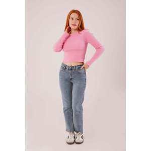 Suéter de Mohair Rosa Esponjoso para Mujer, Tejido de Punto, Cuello Redondo Informal, Talla XS, Estampado Maxi, Venta al por Mayor para Damas y Chicas - Product Image 2