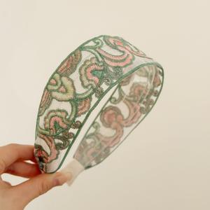 وصل حديثًا عصابة شعر صينية جديدة مطرزة بالزهور بنمط عرقي على شكل زهرة قماش مطبوع بحافة واسعة عقال فاخرة راقية - Product Image 6