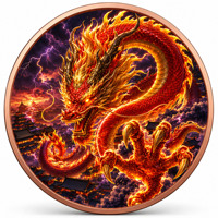 Pièce de monnaie en cuivre pur 999 de 5 oz, série Dragon, couleur haute définition, effet UV 3D, édition collector