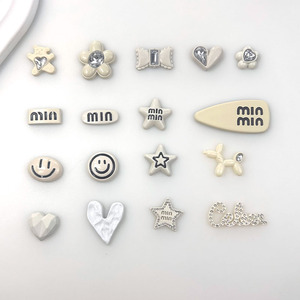 Dripping Heart <b>Bow</b> Hair <b>Clips</b> Off White Smiley Face Women Casual Plastic Resin DIY Jewelry Accessories Spring 2024 - Product Image 1