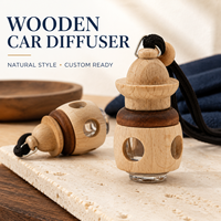 Diffuseur de parfum pour voiture en forme de baril en bois de hêtre avec bouteille intérieure en verre, parfum naturel, logo personnalisé, OEM ODM