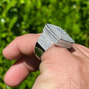 Anello da Uomo DJ093 Stile Hip-Hop con Diamante e Pietra Naturale, Design Quadrato, Gioiello per Uso Quotidiano - Product Image 3
