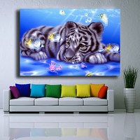 Ever Moment Peinture Diamant Mosaïque Tigre Blanc Poisson de Lune 5D DIY Kits de Broderie Diamant AB avec Strass 3F2241