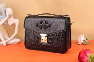กระเป๋าสะพายข้าง/กระเป๋าถือหนังลายหัวกะโหลกจระเข้สไตล์เรโทร - Product Image 6