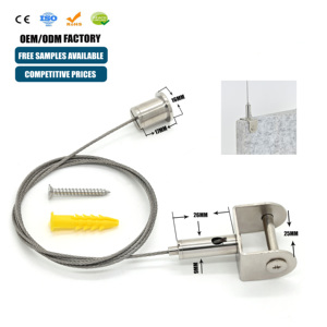 Kit de <span class=keywords><strong>suspension</strong></span> pour panneau acoustique avec pince à <span class=keywords><strong>câble</strong></span> métallique de 25 mm, fixation murale, sortie latérale, pour isolation phonique - Product Image 1