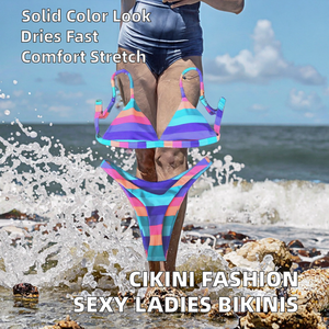 Traje de Baño Bikini de Dos Piezas para Mujer, Talla Grande, de Secado Rápido, con Estampado o Liso, en Spandex/Nylon - Product Image 2