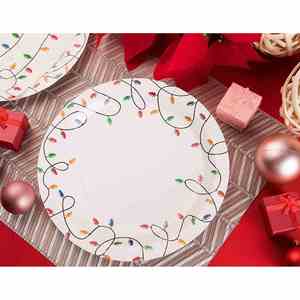 Modern Design 9 Inches White Paper <b>Plates</b> Christmas Holiday Party Supplies for Appetizer Hot Selling Christmas Lights Design - Product Image 4