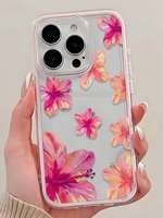 Coque de téléphone portable 2-en-1 en TPU à fleurs roses tendance, changeant de couleur, pour iPhone 14 12 15 17 Air 18 Pro Max