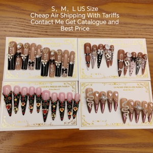 Designer Amande <span class=keywords><strong>Multicolore</strong></span> Peint à la Main Presse sur Ongles 10 Pcs Ensemble Tropical 3D Fleur Fait à la Main Luxe Acrylique <span class=keywords><strong>Faux</strong></span> <span class=keywords><strong>Faux</strong></span> Ongles - Product Image 3