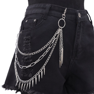 Multi Layer Metal Pants <b>Chain</b> With Spikes Hip Hop Waist <b>Chain</b> For Party Fashion Accessory - Product Image 1