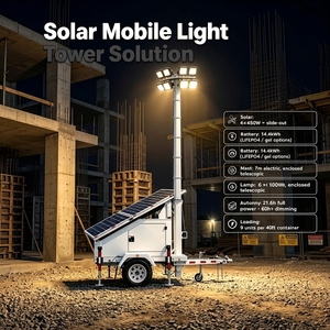 Tour d'éclairage mobile solaire OEM personnalisable 1800W avec panneaux coulissants – Vente directe fabricant – Éclairage monté sur remorque - Product Image 3