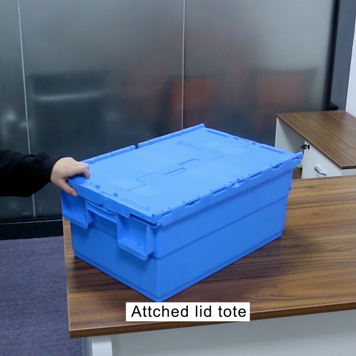 HOHAOO - 4 Scatole Portaoggetti In Plastica Trasparente Da 40L Con Coperchio E Maniglia - Impilabili E Con Clip