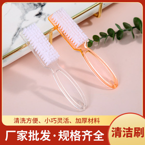 Cepillo de limpieza para uñas, 14,5x2,5x2,2 cm, pelo sintético plano, naranja transparente, para uso en decoración de uñas y belleza - Product Image 5