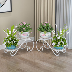 Support de plantes en fer forgé sur pied, style européen, pour balcon domestique, étagère à fleurs multifonctionnelle pour salon <span class=keywords><strong>intérieur</strong></span> - Product Image 4