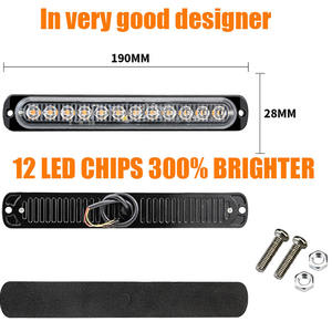 12 <span class=keywords><strong>LED</strong></span> ستروب أضواء الطوارئ البرتقالي ضوء وماض منارة الأصفر العنبر ضوء تحذير 12V 24V Stroboscopes لصناعة السيارات DRL - Product Image 2