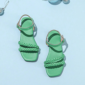 Sandales plates tressées pour filles, tendance décontractée, pour l'école et les activités de plein air - Product Image 2