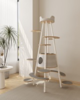 Colonne en acier au carbone multiplateforme réglable avec tissu à gratter, design luxueux, lavable, pour chat, arbre à chat, tour d'escalade, condo intérieur