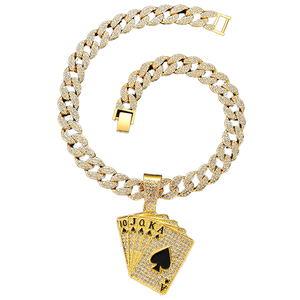 Fabricant de bijoux, pendentif poker serti de diamants, argent, or, diamants, collier hip hop pour hommes, breloques - Product Image 1