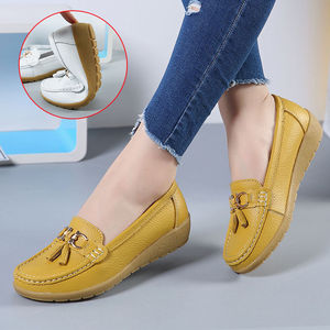 Giày Lười Mũi Nhọn Thời Trang Chất Lượng Cao Bán Sỉ Giày Ba Lê Giày Đế Bằng Da Đanh Nữ Màu Trơn - Product Image 1