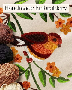 Custom Logo Embroidery Casual Zipper Shoulder Reusable Canvas Tote <b>Bag</b> Long Handle Cute 3D <b>Tree</b> Bird Embroidery for Grocery Work - Product Image 2