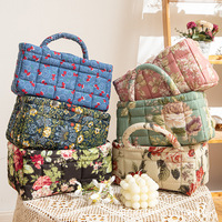 Cesta de Almacenamiento de Cosméticos de Algodón Japonés en Forma de Cubo, Bolsa de Maquillaje Plegable Portátil de Tamaño Pequeño