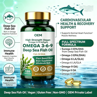Capsules de gélules molles d'huile de poisson d'algues de haute puissance, oméga 3 6 9, marque privée OEM, vente en gros, supplément cérébral DHA pour adultes