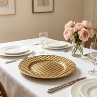 Assiettes de présentation de luxe tressées dorées, style vintage européen, polyvalentes, pour la décoration de table et comme plateau à fruits et snacks pour mariage