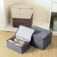 Boîte de rangement avec fermeture éclair, pliable avec couvercle, tissu coton et lin, panier cube maison, armoire, boîte de rangement pour vêtements et jouets