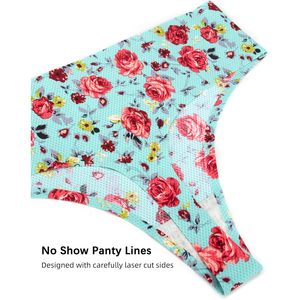 FOXA Lot de 5 strings sans couture pour femmes, taille mi-haute, imprimé floral, sous-vêtements - Product Image 5