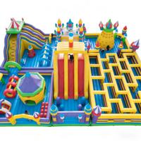 Parcours d'obstacles gonflable commercial en PVC écologique pour grands jeux de défi pour adultes, aire de jeux sur mesure