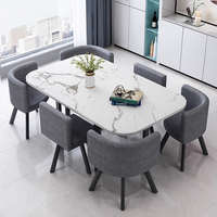 Table et chaises de salle à manger modernes avec plateau en roche, 6 places, mobilier de restaurant léger, ensembles de table et chaises de salle à manger
