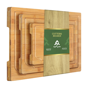 Amazon best selling custom logo 3 pcs butcher chopping board bamboo cutting board set for kitchen