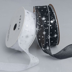 Односторонняя лента с серебряными звездами, 4 см - Product Image 4