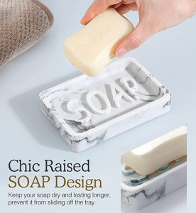 Luxspire 3D Raised SOAP Soap Holder, Soap Dish Tray,Resin Marble Style Bar Soap Tray Container Box for Bathroom Vanity