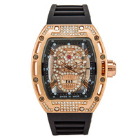 Reloj de cuarzo con esqueleto de pirata para hombre, cronógrafo con calavera 3D, cristal transparente
