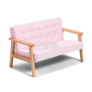 Canapé de salon moderne 2 places en tissu de lin rose Moetry <span class=keywords><strong>Fauteuil</strong></span> rembourré souple à cadre en bois de hêtre pour l'école, l'hôtel et la maternelle - Product Image 5