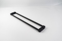 Poignée de porte de douche en acier inoxydable 304 noir mat, barre carrée double face avec barre porte-serviettes pour salle de bain