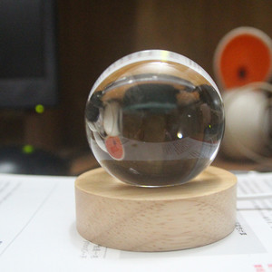 Artificial Glass Ball DIY Base 3D Led USB Round Wood Base Ball <strong>Table</strong> Lamp Led Night Light - Product Image 2