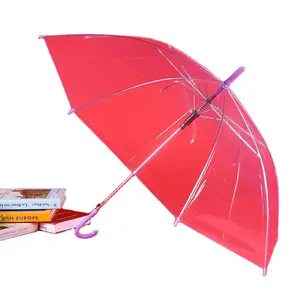 Color transparent 8K umbrella straight pole automatic umbrella new material making long handle umbrella