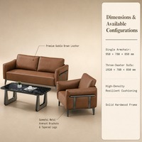 Ensemble canapé et fauteuil modernes en similicuir marron avec structure métallique pour salon et chambre à coucher – Vente en gros, directement de l'usine