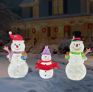 Cute 3d Snowman Customized 3d Led Light-up Snowman <b>Christmas</b> Motif Outdoor Holiday <b>Decoration</b> For Home & Landscape - Product Image 2