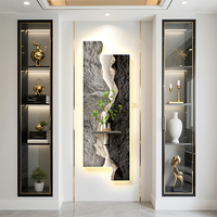 Peinture décorative de luxe en gros pour entrée, texture sable 3D, peinture moderne avec plantes vertes hydroponiques suspendues et éclairage LED
