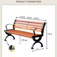 Banc d'extérieur moderne en acier et bois massif pour parc, jardin et patio, avec assise longue en métal