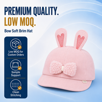 Casquette de baseball en velours côtelé pour bébés et enfants, avec oreilles de lapin mignonnes et nœud, chapeau à bord souple, accessoires de protection solaire pour nourrissons et tout-petits