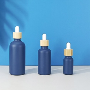 Custom Navy Blue Cosmetic Essential Oil Bottle10ml 20ml 30ml 50ml 100ml Glass Serum Dropper <b>Bottle</b> With Bamboo Cap Ring - Product Image 5