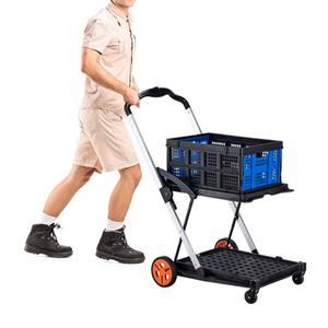 <span class=keywords><strong>Chariot</strong></span> pliable multifonctionnel à 2 niveaux, <span class=keywords><strong>chariot</strong></span> mobile portable, <span class=keywords><strong>chariot</strong></span> à main pour le bureau, l'entrepôt, les événements, le transport de marchandises - Product Image 2