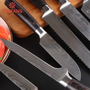 YUEYANG Premium Japonês Chef Faca <span class=keywords><strong>Set</strong></span> Aço Inoxidável Alemão com Lâmina de Damasco para Casa e Restaurante Uso Inclui Caixa de Presente - Product Image 6